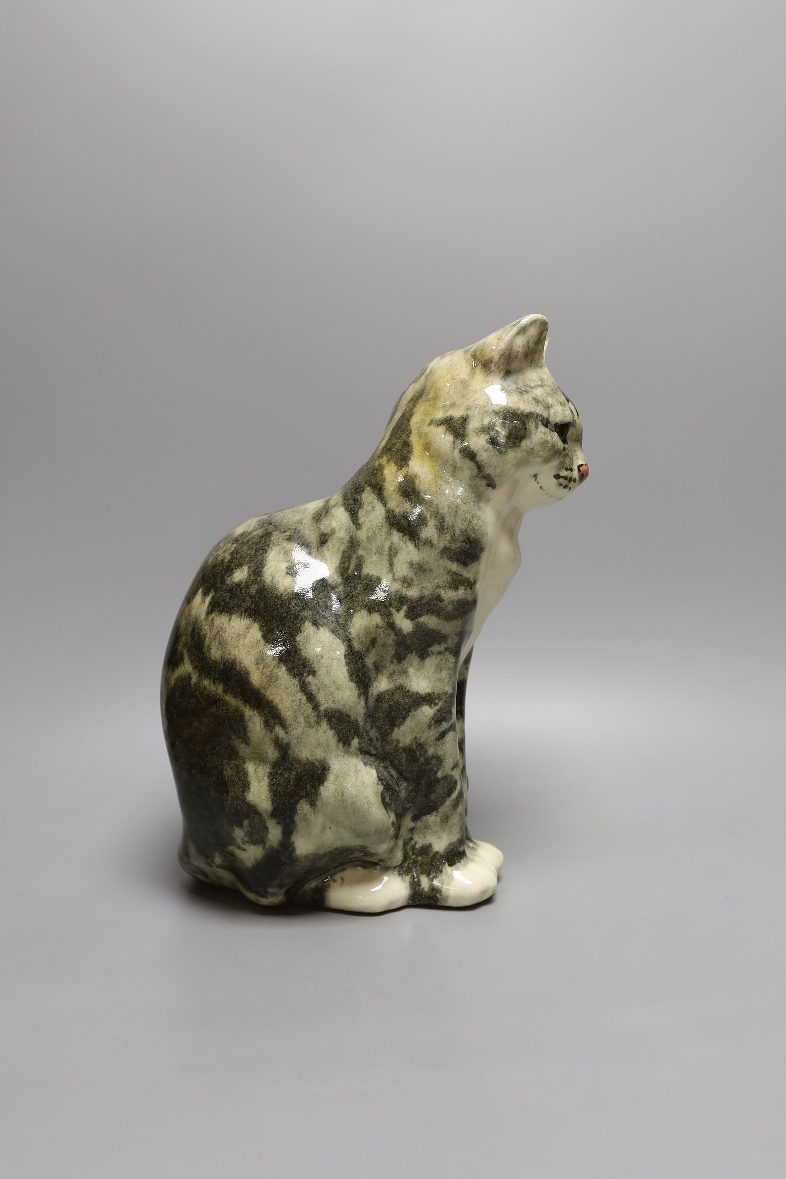 A Winstanley pottery seated tabby cat - 30cm tall